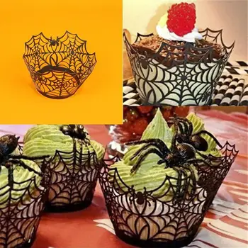 

Hollow Laser Cut Cake Decorating Supplies Halloween Cupcake Wraps Accessories Party Wrappers Decorations Case Halloween P1G3