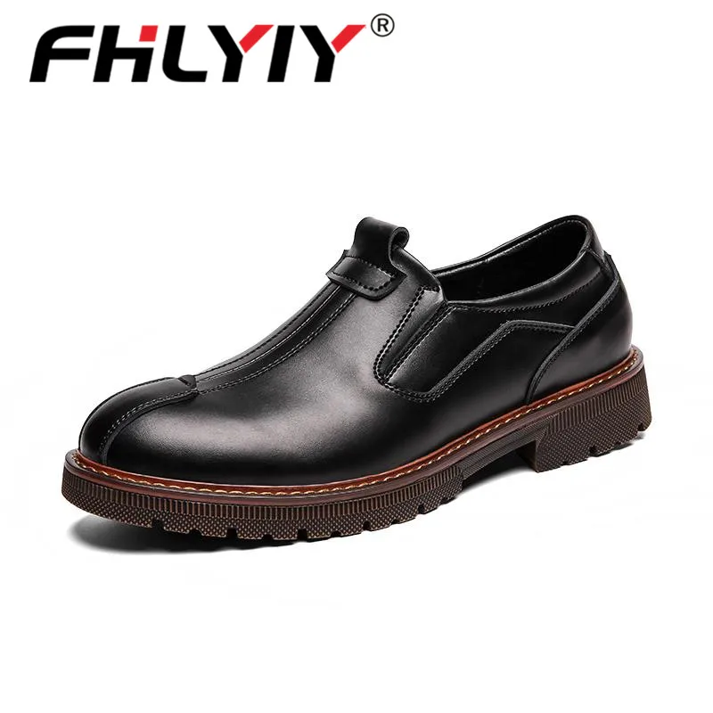 Fhlyiy/брендовые дышащие мужские туфли-оксфорды; высококачественные слипоны; мужская обувь на плоской подошве; модная кожаная мужская обувь; Повседневная обувь; размер 48 - Цвет: black