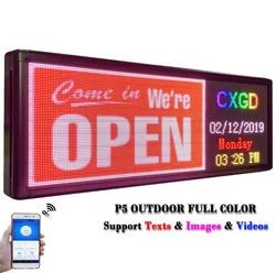 Placa de mensagens led colorida com wifi e usb, placa programável, tela hd de 40 "x 15", para negócios e loja