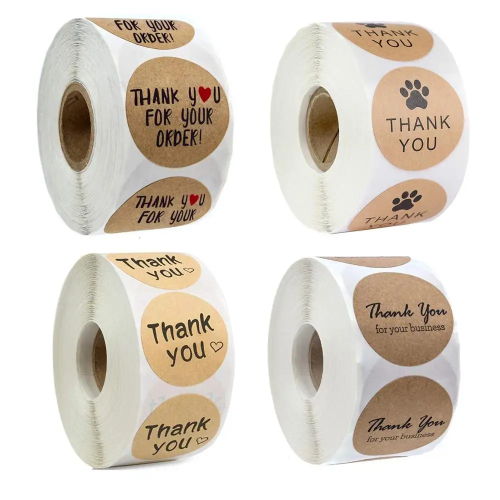 Customized Sticker and Label Services Designed Round Kraft Thankyou Soft Sticker Labels Emboss Stickers Private Label