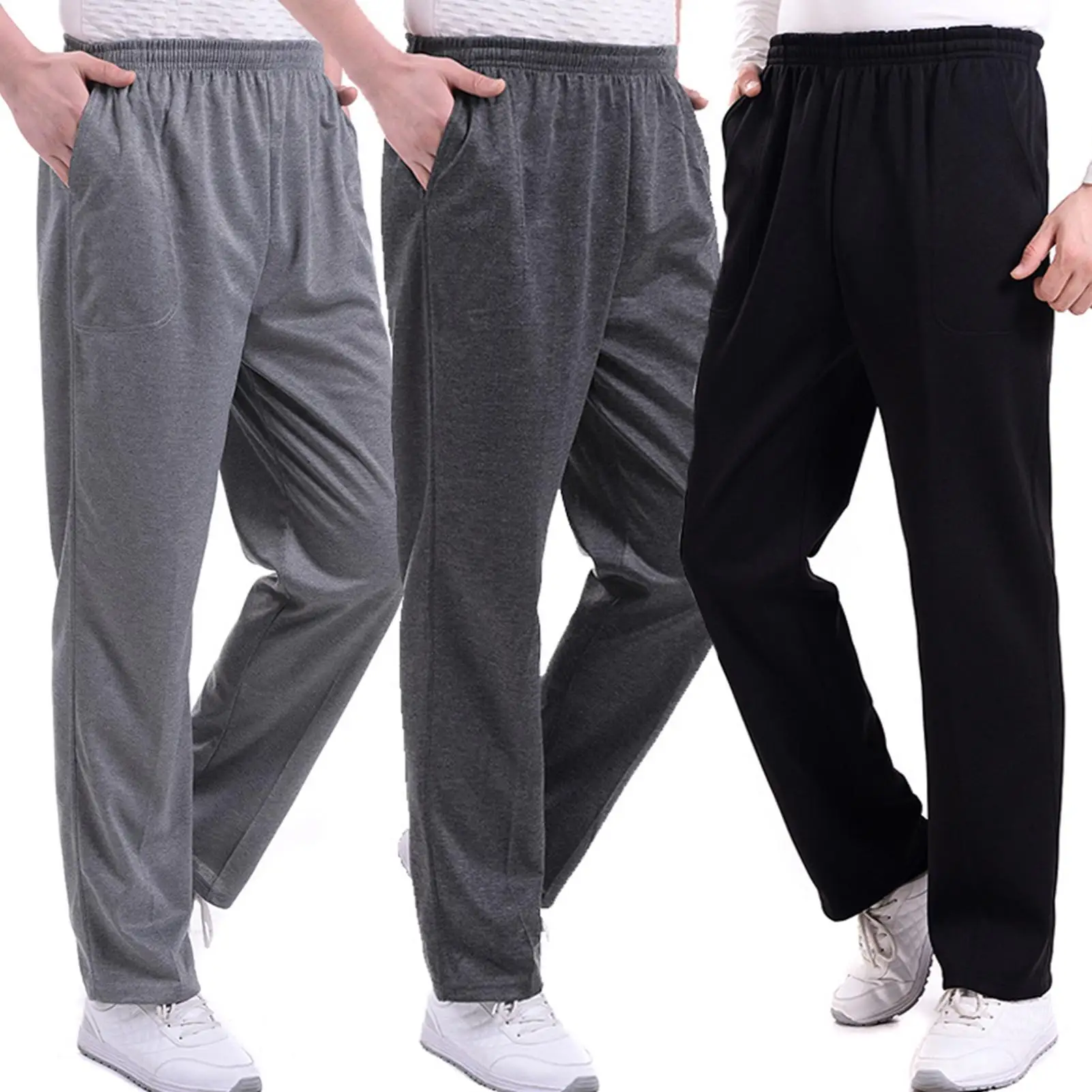 

Men Solid Color Pocket Loose Harem Pants Running Yoga Sports Sweatpants Trousers