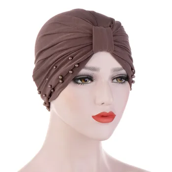 

2020 Muslim Turban Indian hat Women Elastic Hijab Islamic Chemo Cap Ladies Stretch Head Scarf Crystal Hemp Square Cap Base Cap