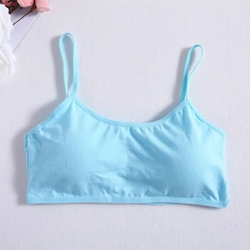 3pcs/set Young Girls Solid Soft Cotton Bra Puberty Teenage Breathable  Underwear Sport Training Bras for 8 9 10 11 12 13 14 years