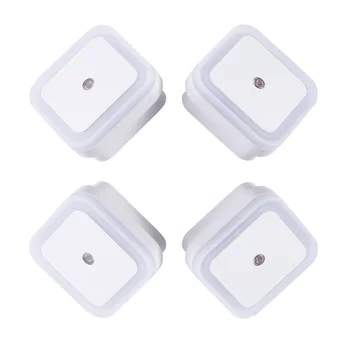 

4PCS 1W LED Lamp Auto-control Light Sensor US Plug in Night Light for Kids Baby Nursery Bedroom Hallway Square Shape White