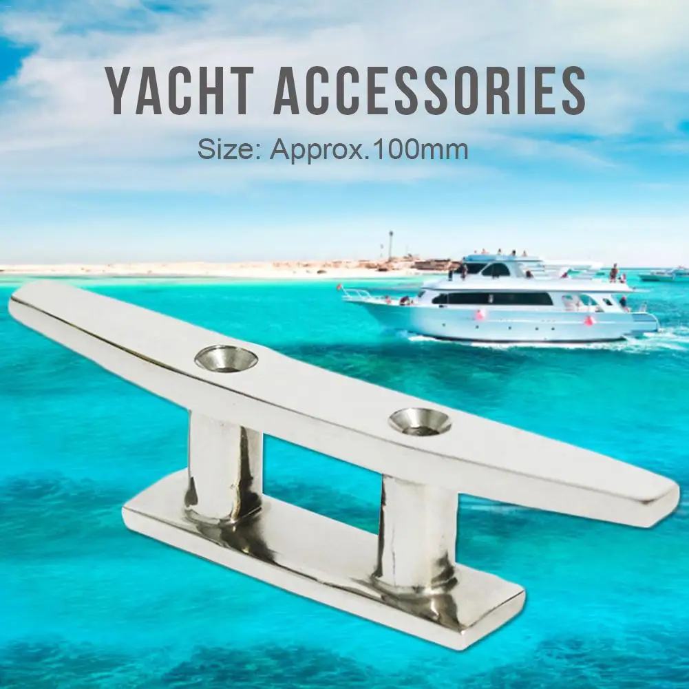 

4 Inch Boat Cleats Open Base Cleats Marine Dock Flat Top 2 Hole Desk Line Rope Cleat Stainless Steel For Boat Yacht Accessories