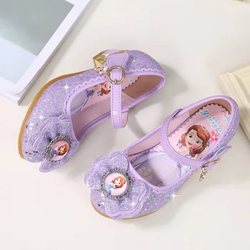 

Disney girl princess shoes spring and autumn new children high heels Sophia single shoes baby girls crystal shoes