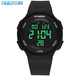 Synoke reloj electrónico para estudiantes, cronógrafo de estilo universitario, sencillo y a la moda, resistente al agua, LED, luminoso, para buceo