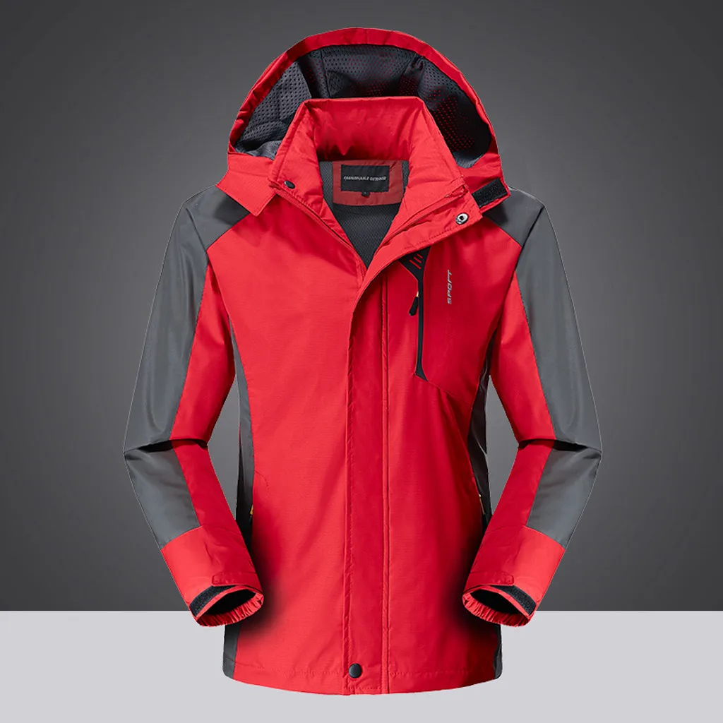 Куртки мужские осенние повседневные модные водонепроницаемые быстросохнущие дышащие спортивные уличные пальто куртка мужская уличная одежда - Цвет: Red