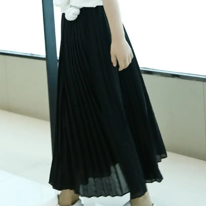 black girls skirts Весенне-летние юбки для девочек-подростков; шифоновая детская одежда; юбки-пачки для девочек; длинная Плиссированная юбка; Детский костюм - Цвет: black girls skirts