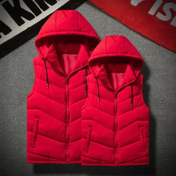 

Autumn/winter 2019 men hooded down cotton vest teenagers thickening with hood warm vest