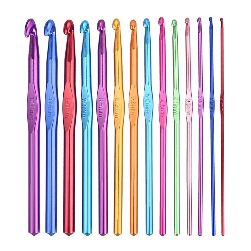 12pcs Metal/wooden/plastic Handle Crochet Hook Knitting Needles Set