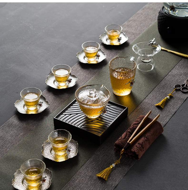 Жаростойкое прозрачное стекло Gaiwan чайный набор кунг-фу китайский креативный оловянный цветок сливы чайная посуда украшения для дома рукодельные