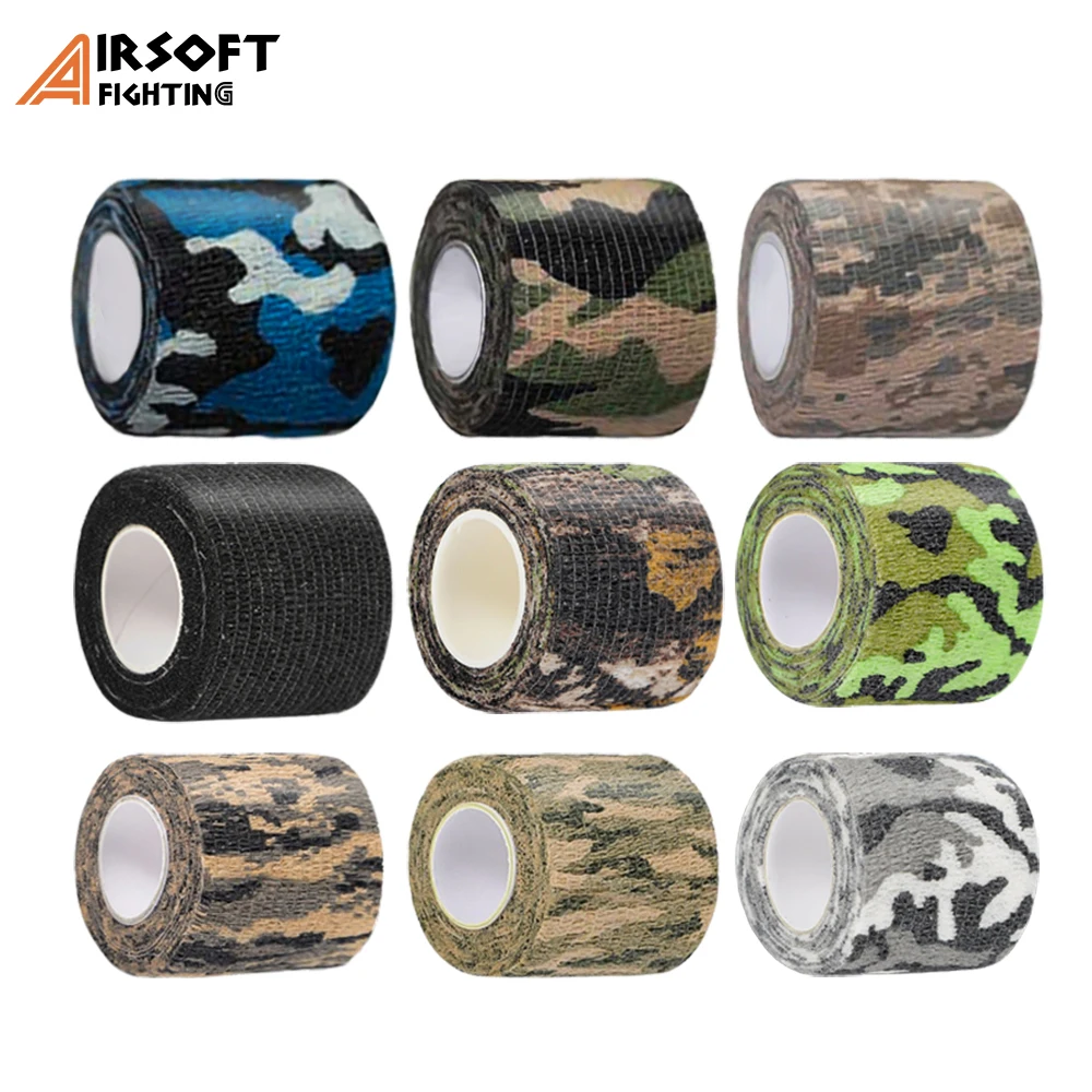 Outdoor Self-adhesive Camo Tape Stretch Bandage Tactical Non-woven Protective Camouflage Wrap for Hunting Rifle Gun Flashlight |