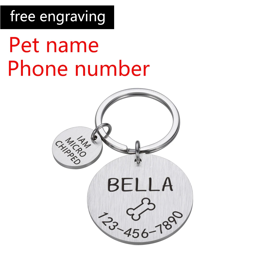 Personalized Dog Pet ID Tag Engraved Name Phone Bone Flower Pet ID Name for Cat Puppy Dog Tag Pendant Keyring Pet Accessories hot dog collars Dog Collars