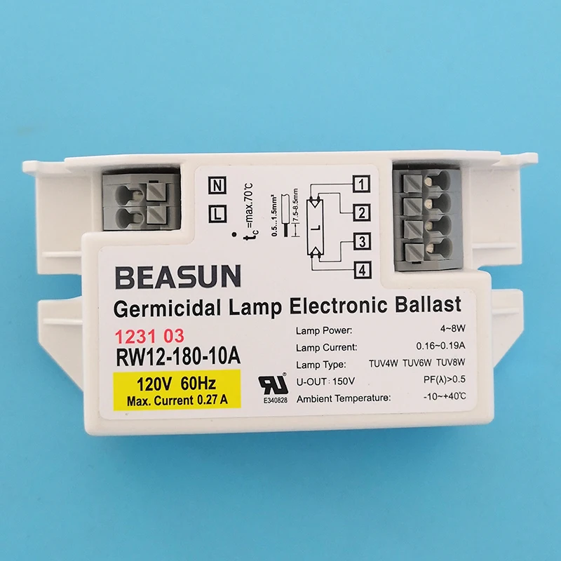 RW12-180-10 RW12-180-10A 120V 230V 4W-8W Germicidal UV Lamp Electronic Ballast for Lamp TUV4W TUV6W TUV8W