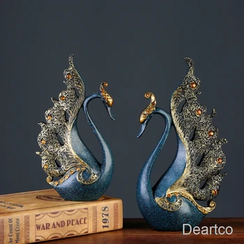 

European luxury Creative resin ornaments in the shape of a swan home decoration crafts TV cabinet office statues accessories