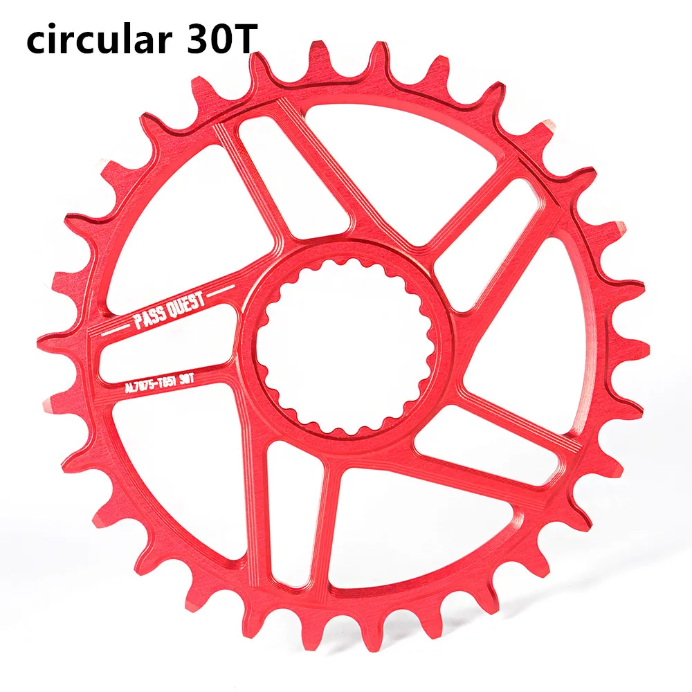 RED circular 30T Pass Quest овальная Звездочка 34/36/38/40 т MTB узкая широкая цепь из колец цепь велосипедная Звездочка для deore xt M7100 M8100 M9100 SHIMANO 12S диаметра окружности болтов - Color: RED circular 30T