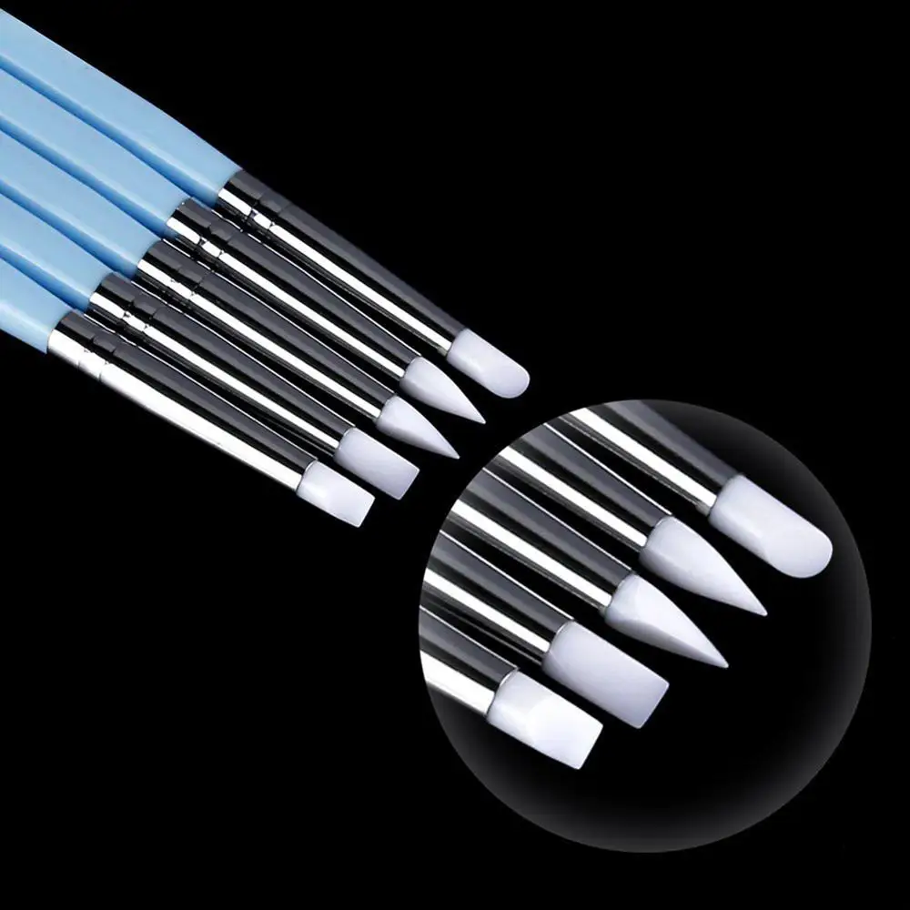 5Pcs 2 Way Polymer Clay Sculpture Tool Pottery Clay Ball Stylus Tools DIY Nail Art Craft Silicone Color Shapers Dotting Tool