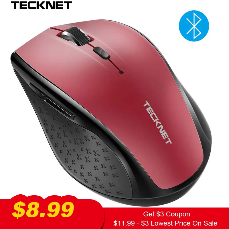

TeckNet Wireless Bluetooth Mouse BM308 Red 2.4GHz Computer Mouse 1600DPI 3000DPI for Huawei Xiaomi Laptop PC Gaming Mouse