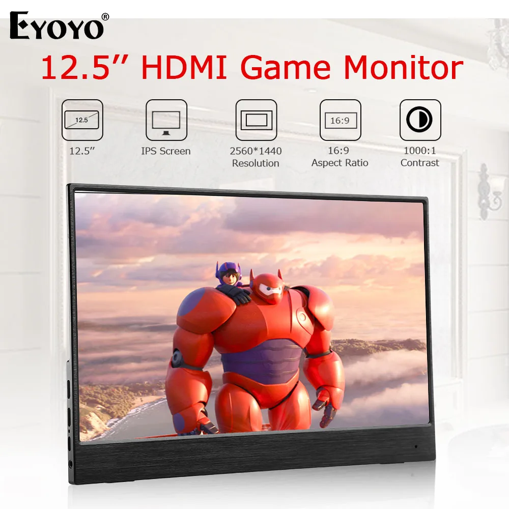Eyoyo EM12S 12 5 &quot2560X1440 IPS портативный игровой монитор тонкий двойной мини HDMI ЖК экран