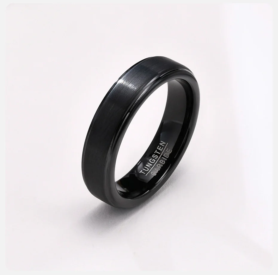 Vnox 5 mm Wolfram-Ehering für Männer und Frauen, schwarzer, kratzfester Hartmetall-Wolframring, klassischer, einfacher, sanfter Ringschmuck – Detail 6