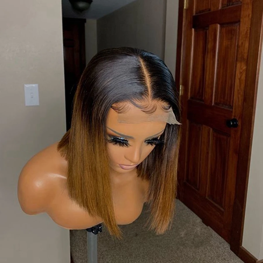 

4*4 Silk Base Human Hair Full Lace Wig Brazilian Remy Hair Wigs Silk Top Glueless Ombre Color For Women Straight Pre Plucked