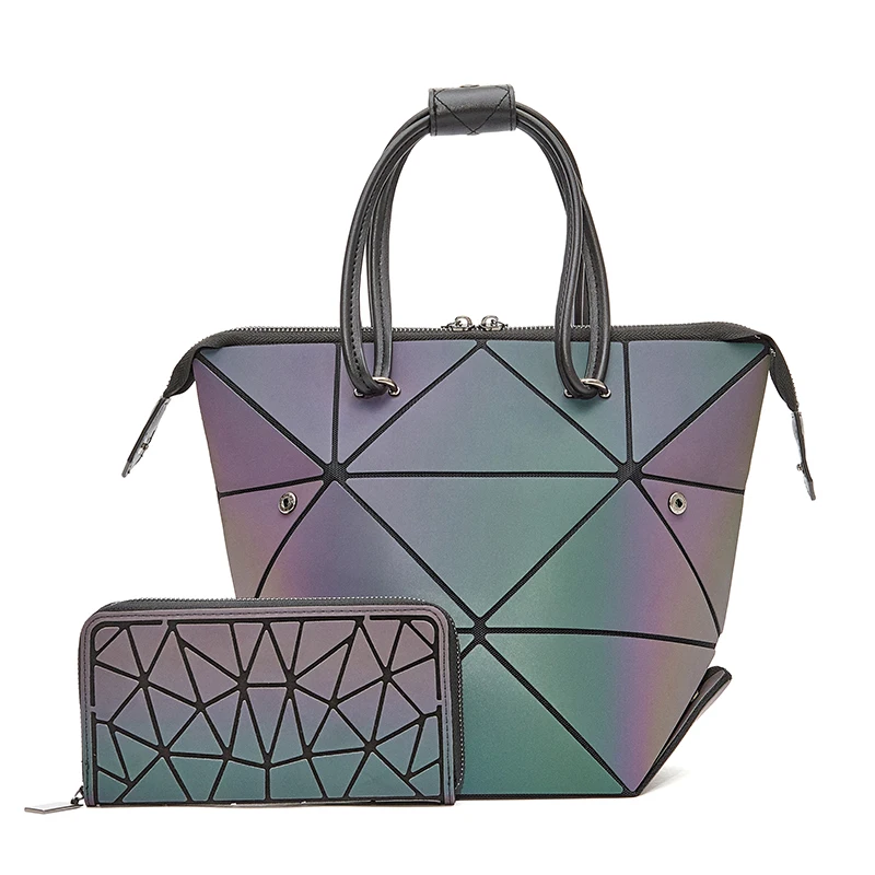 Светящийся Набор сумок через плечо для женщин геометрические кошельки и сумочки женские сумки голографические женские сумки через плечо - Цвет: Bucket wallet 2pcs