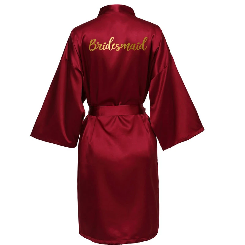 YUXINBRIDAL Новые халаты для невесты атласные халаты для невесты женские свадебные халаты для невесты - Цвет: Burgundy Bridesmaid