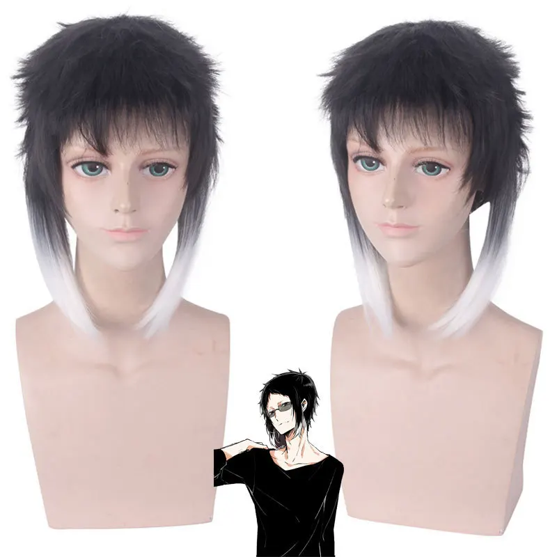 

Anime Bungo Stray Dogs Ryunosuke Akutagawa Cosplay Wigs Ryuunosuke Black Gray Curly Fluffy Heat Resistant Synthesis Hair Wig