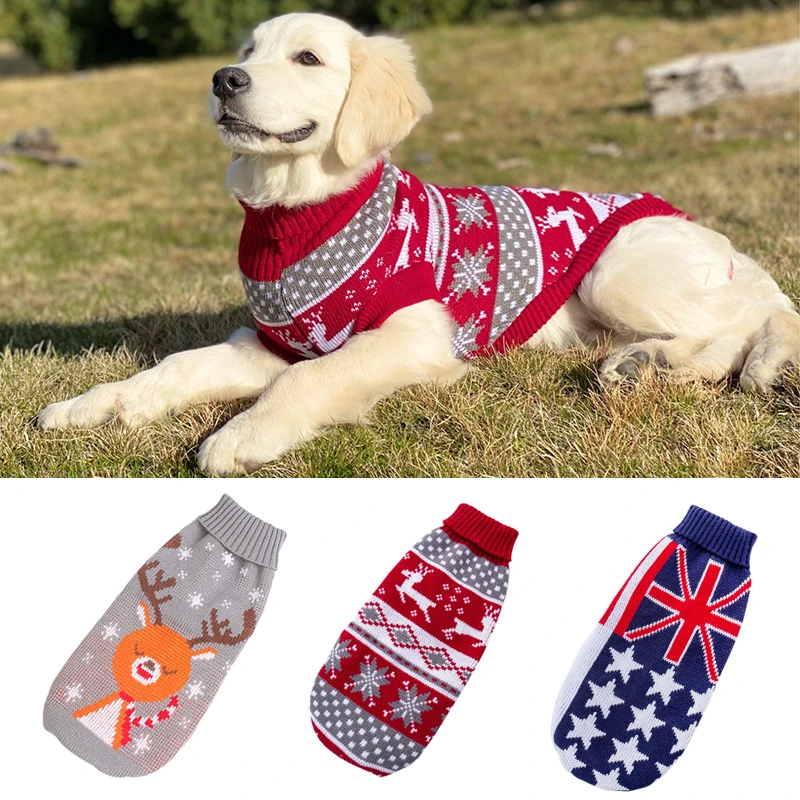 Jersey de invierno para perros grandes, ropa cálida para mascotas, pulóver de Pitbull Hound, Navidad y Año Nuevo|Abrigos y chaquetas perro| - AliExpress