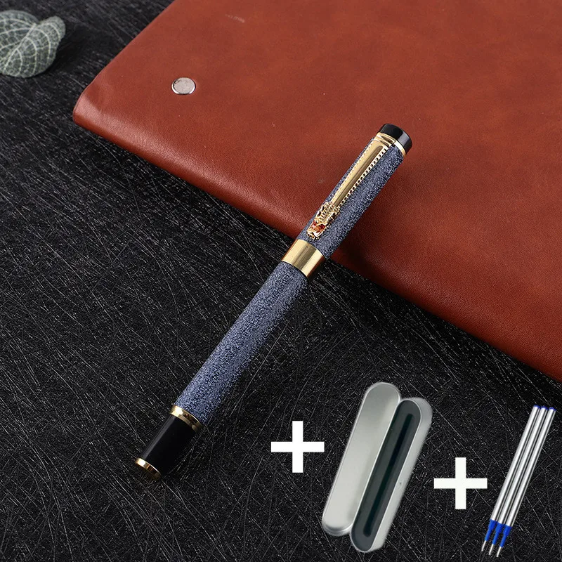 

1 Metallic Gel Pen + 3 Refills Gift Box 5 Colors Luxury Signature Gel Pens Gift for Men School Blue Stationery Document 1mm