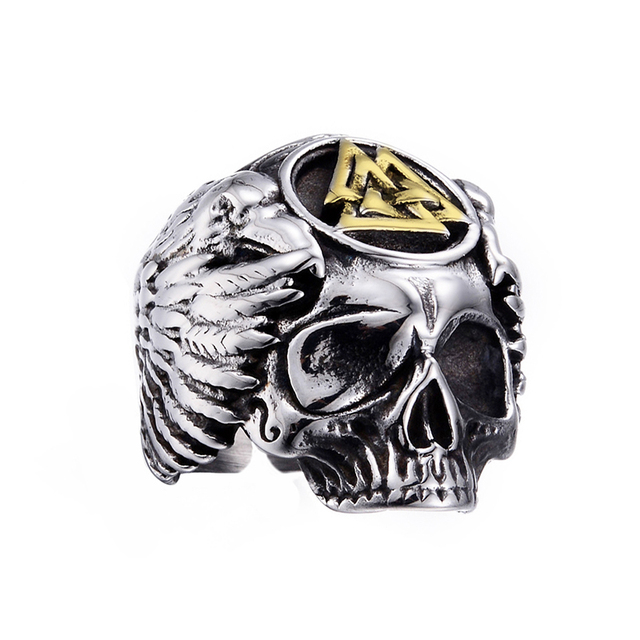 Punk Ring For Men Retro Skeleton Devil Male Ring Skull Adjustable Exaggeration  Snake Captain