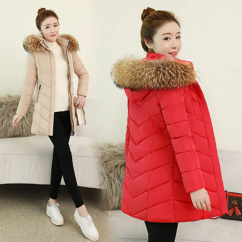 

2019 Cotton Coat Women's Mid-length Card Versatile Korean-style Fashion Thick Warm down Jacket Winter Cotton-padded Jacket Coat