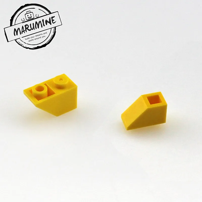 MARUMINE кирпичи игрушки 200 шт./лот 2x1 перевернутый склон кирпич MOC строительные блоки Совместимые образовательные DIY игрушки Классический создатель - Цвет: Цвет: желтый