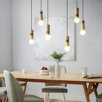 

Art Decor LED Pendant Lamp Solid Wood Pendant Lights Lighting Modern Bar Living Room Lamp Bedroom Bedside Kitchen Light Fixtures