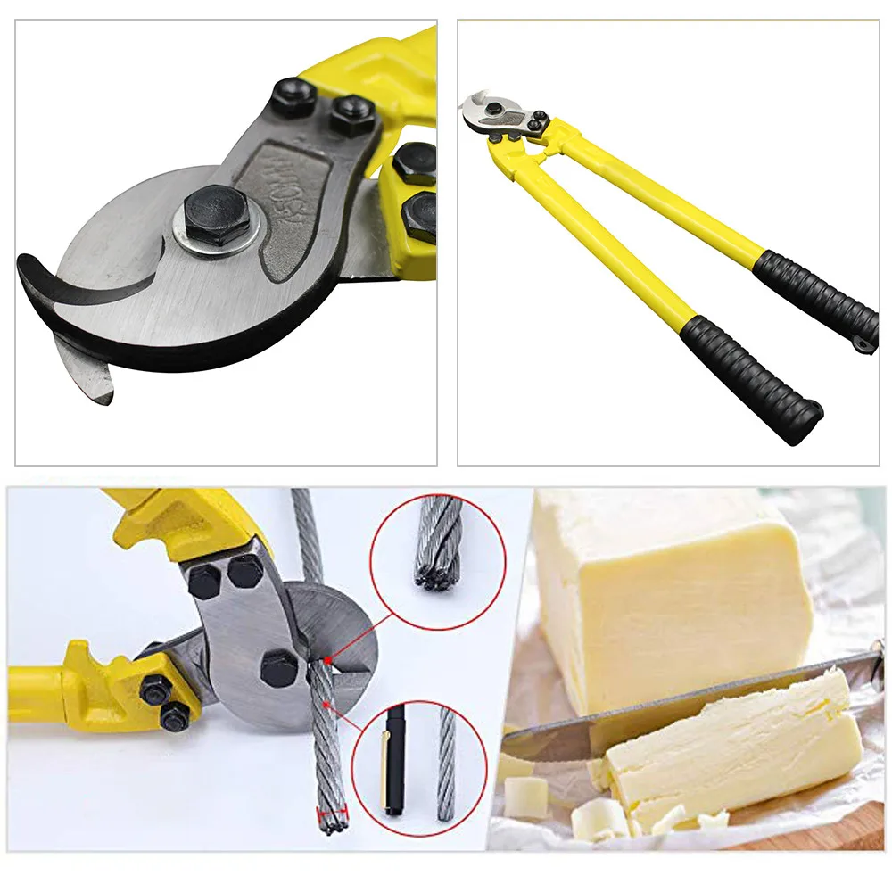 

18 Inch Steel Heavy Duty Hardened Cable Cutter Wire Rope Shear Cutting Smooth Has A Round Tapered Thickened Jaw Pliers Stripper