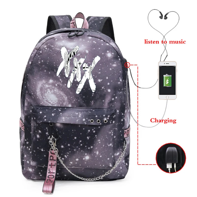 XXXTentacion принт рюкзак Mochilas Harajuku USB школьная сумка для девочек Для женщин Колледж рюкзак для путешествий для ноутбука рюкзак дорожная сумка - Цвет: Girls Backpacks 23