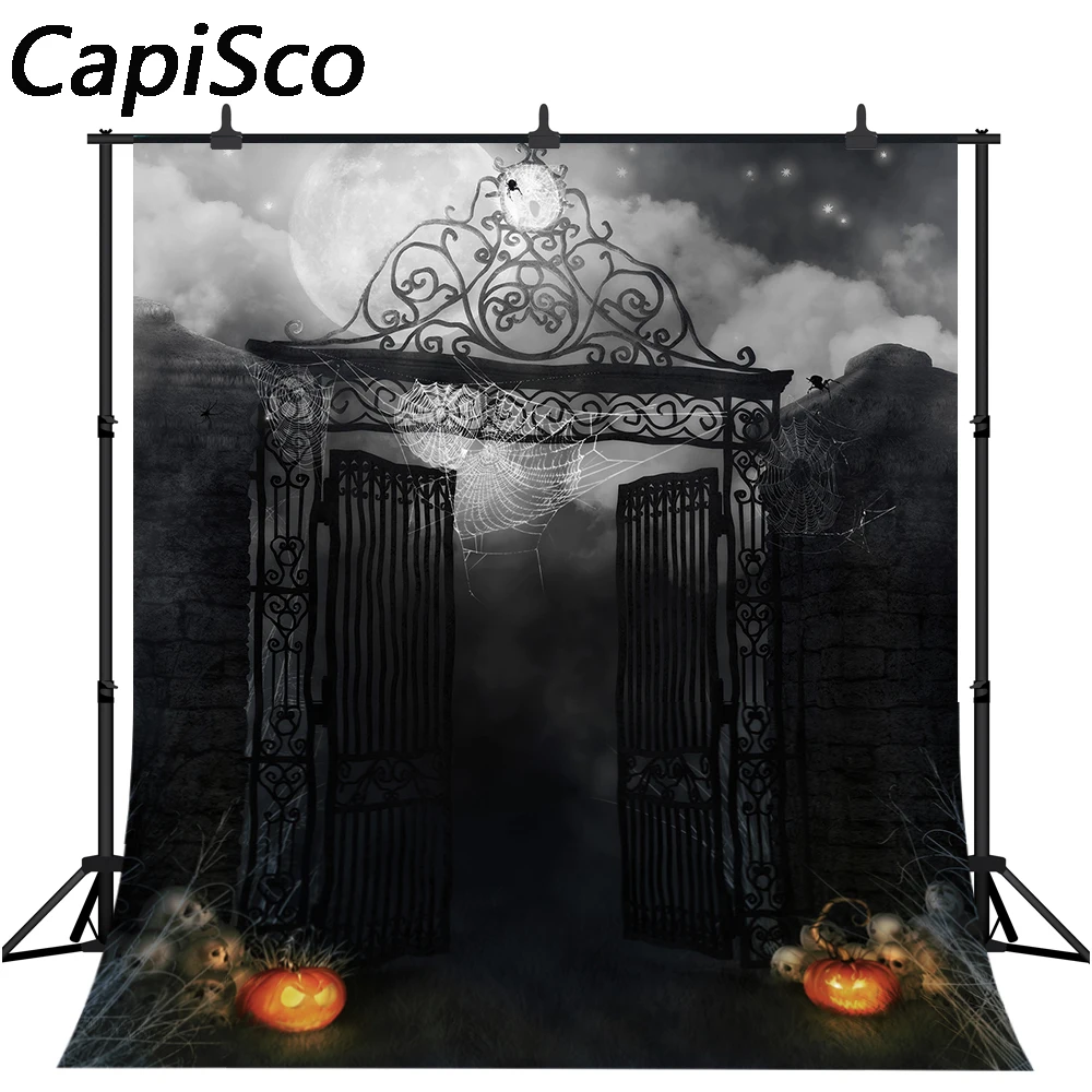 

Capisco Horrible Halloween Backdrop pumpkin Door Photography Backdrop Customized Photo Background Studio Prop Party Decoration