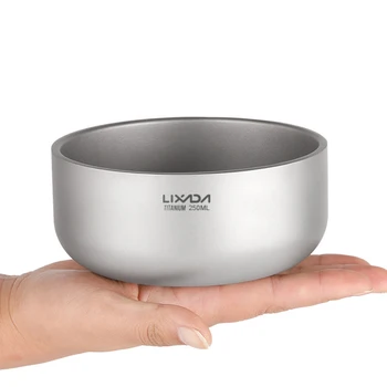 

Lixada 250ml Double Wall Titanium Bowl Fruit Salad Dinner Bowl for Home Outdoor Camping Equipment Backpacking Picnic