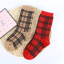 Детские носки среднего и маленького размера, Детские трендовые трубки, носки в клетку, детские носки в стиле INS для мужчин и женщин на осень и зиму