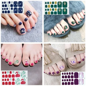 

22 Pcs/Set Fresh Style Toe Fake Nails 3D Foot Full Toes Nail Art Tips False nails for Lady Girls Toenails Press on nail