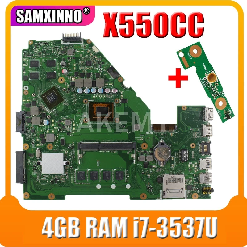 X550CC laptop Motherboard For Asus A550C X550CL X550CL X550C X552C R510C mainboard GT720M 4GB RAM i7-3537U