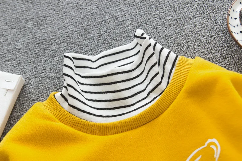 Korean-style Child Hoodie New Style Cartoon Rabbit Printed Thick Base Shirt Winter Childrenswear