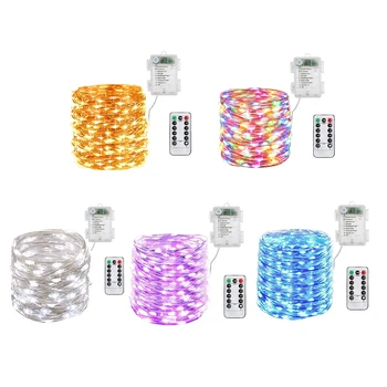 

10/20m LED Copper Wire Lamp String Fairy Light Outdoor Waterproof Battery Box with Remote Control Wedding Garden Christmas Decor