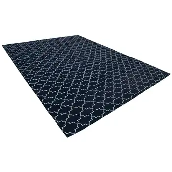 

280x365 Cm Black Handmade Dhurrie Rug-9x12 Ft