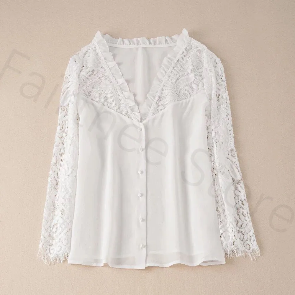 

French women Shirts 2019 New Hollow Out Cotton Shirt womens tops and blouses