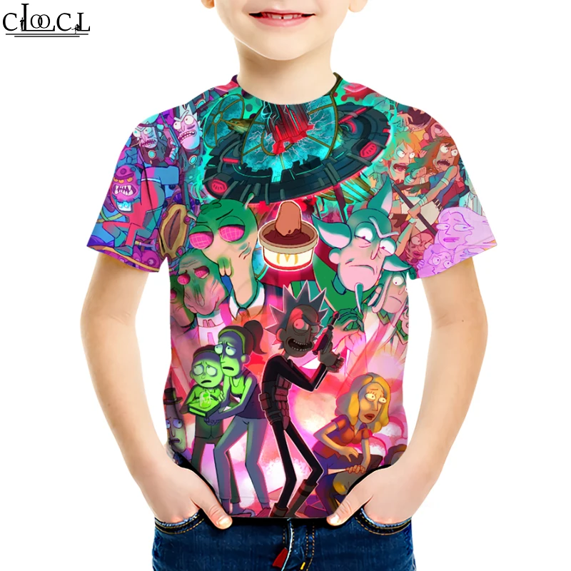 

Baby 4 To 13 Years Kids Anime Rick and Morty T-shirt Boy Girl 3D Print Short Sleeve T Shirt Clothing Teens Casual Pullover