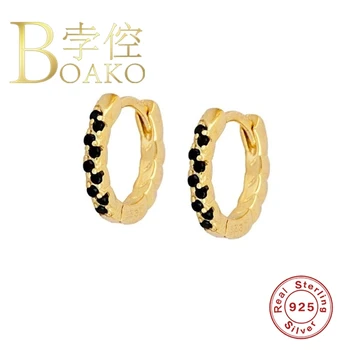 

BOAKO Round Zircon Earrings For Women 925 Sterling Silver Earrings Dangle Piercing Oreille Ear Cuffs Pendientes Oorbellen #10.3