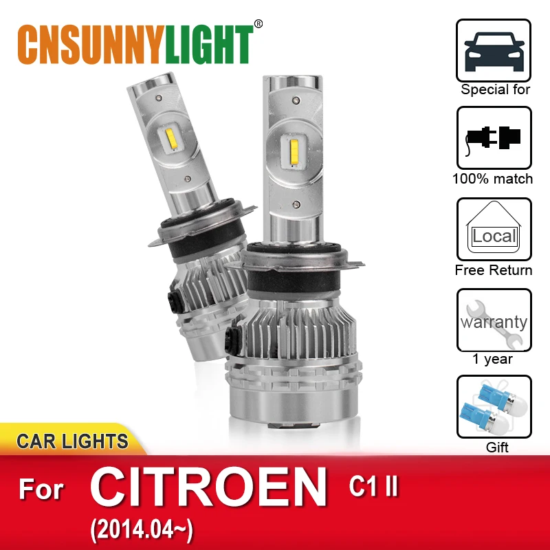 

CNSUNNYLIGHT LED Automotive Headlight Bulbs For CITROEN C1 II From2014 Foglamp Bulb Headlamp Error Free CSP Chips Car Light Kits