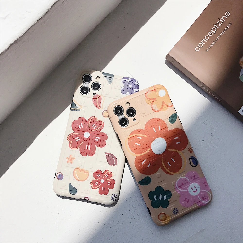 

Phone Cases for Iphone 11pro Max Case Retro Flowers Pattern Soft Cortex Phone Case Apple Iphone XSmax/XR/8/7Plus Case Phone Bags